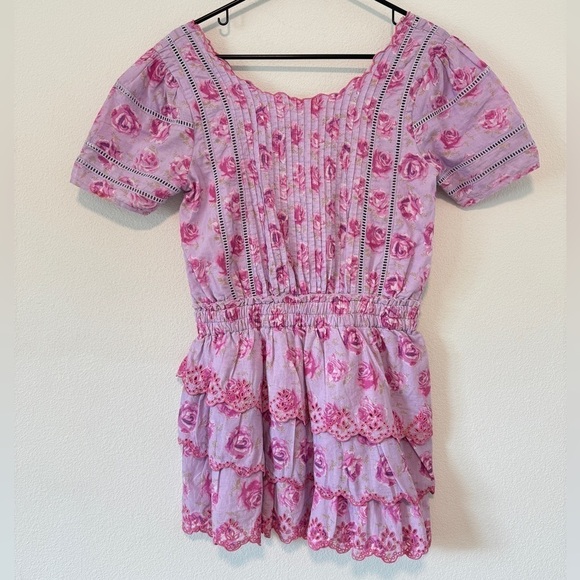 NWT LoveShackFancy Mavis Lilac Fusion Purple Rose Floral Mini Tiered Dress Small - Picture 5 of 16